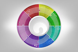 Modern colorful 8 steps timeline infographics in jigsaw shape. E