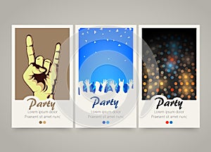 Modern colorful vertical music party banners. Flyer set.