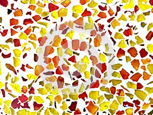 Modern colorful yellow redorange broken glass background pattern