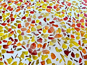 Modern colorful yellow redorange broken glass background pattern