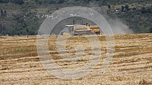 Modern combine harvester at work