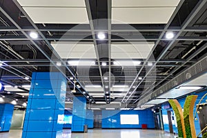 Modern commercial building  interior  subway station ceiling light