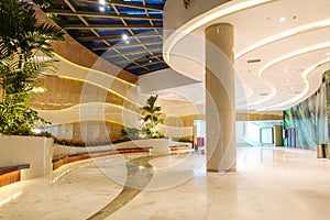 Modern commercial building lobby,office corridor, hotel passageway photo