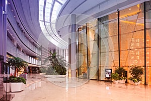 Modern commercial building lobby office corridor  hotel  hall