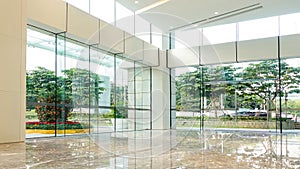 Modern commercial building lobby,office corridor, hotel passageway photo