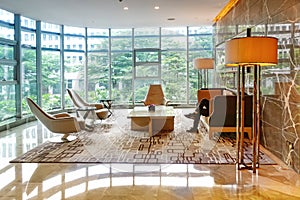 Modern commercial building lobby waiting room