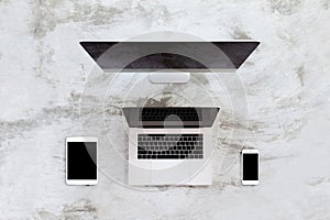 Modern communication device on top view