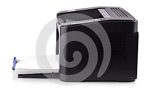 Modern compact laser home printer isolated on white background