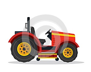 Modern Compact Tractor Agriculture Farm Vehicle Illustration