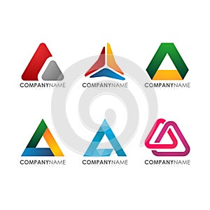 Modern for company industrial construction tech colorful triangle Logo Set