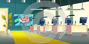 Modern company office hall interior cartoon vector