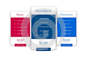 Modern comparision plans and pricing template