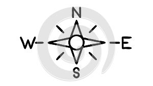 Modern Compass Rose Icon - Navigation, Direction Exploration Symbol, vector design Generative AI