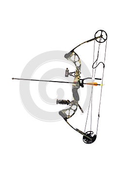 Modern compound bow and arrow isolated