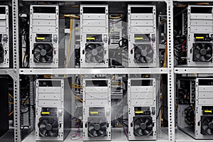 Modern computer cases in a data center