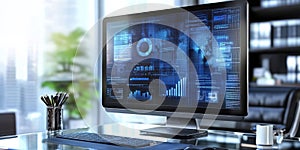 Modern Computer Display with Data Visualization