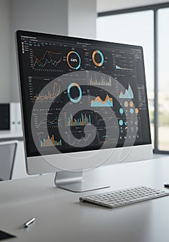 Modern Computer Display Showing Data Analytics Charts