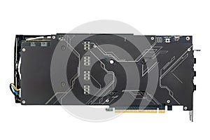 Modern computer graphics card, back side - metal backplate