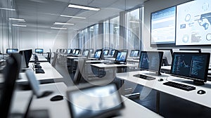 Modern Computer Lab with Workstations Ai Generated