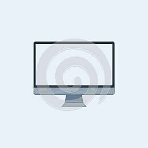 Modern computer monitor with a blank screen. Flat style icon.