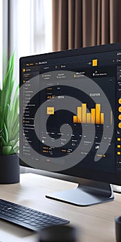 Modern Computer Monitor with Dashboard Display