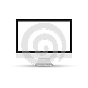 Modern computer monitor display with blank screen isolated on white background. Front view. Vector eps10