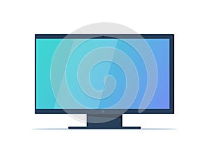 Modern computer monitor display with empty screen, blank copy space on computer. Front view. Vector illustration