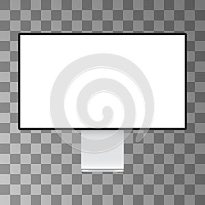 Modern computer monitor mockup isolated on transparent background front view. Vector illustration