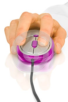 Modern computer mouse and hand