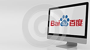 Modern computer screen with Baidu logo. Editorial 3D rendering