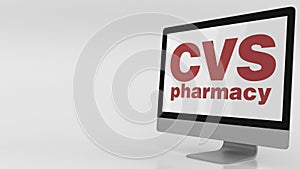 Modern computer screen with CVS Pharmacy logo. Editorial 3D rendering