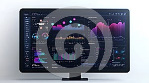 Data analytics dashboard on computer screen visualization  ai generated