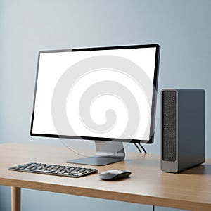 Modern computer setup isolated on white background