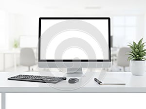 Modern computer setup isolated on white background