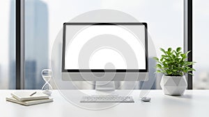 Modern computer setup isolated on white background