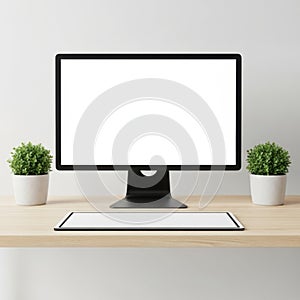 Modern computer setup isolated on white background