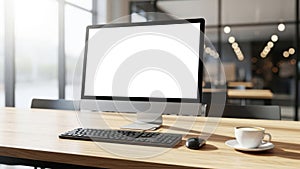 Modern computer setup isolated on white background