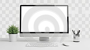 Modern computer setup isolated on white background