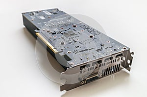 Modern computer videocard on white background