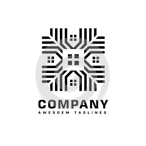 Modern concept of community house and real estate logo vector