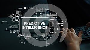 Modern Concept of Predictive Intelligence with Data Analytics Visualization on Laptop Interface. Asymptotic smart data