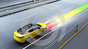 modern concept of a safe car Collision avoidance system 3d render image