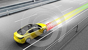 modern concept of a safe car Collision avoidance system 3d render image