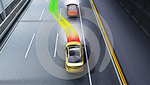 modern concept of a safe car Collision monitoring system 3d rend