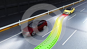 modern concept of a safe car Collision monitoring system 3d rend