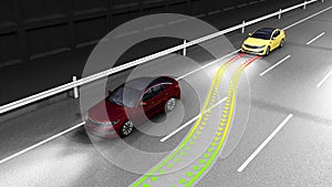 Modern concept of a safe car Collision monitoring system 3d rend
