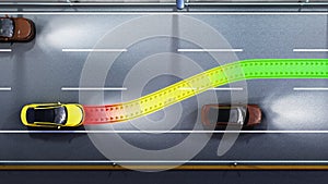 Modern concept of a safe car Collision monitoring system 3d rend