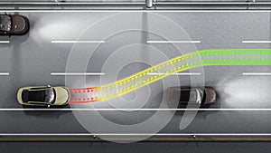 Modern concept of a safe car Collision monitoring system 3d rend