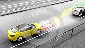 Modern concept of a safe car Collision monitoring system 3d render image