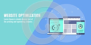Website optimization, seo concept for mobile, web page. Digital marketing, increase conversion, web traffic concept.